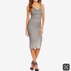 Gianna Bini metallic coated rib knit bodycon dress